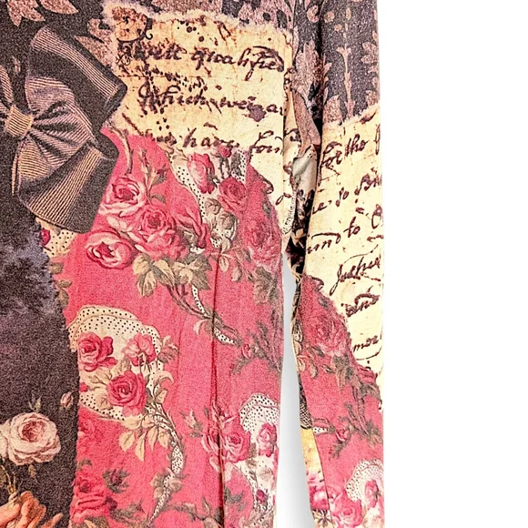 Eva Claudi vintage Y2K very rare Marie Antoniette barroquee long sleeve top W' S - Picture 4 of 12
